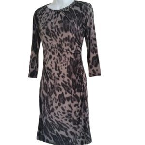 SOLD - TAHARI ASL Gray and Black Leopard Print Dress 2